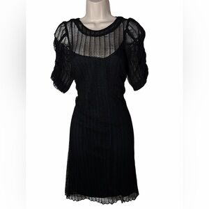 Aritzia wilfred bodycon black lace knit party womens black dress size medium